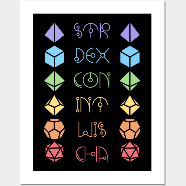 Character Abilities Dice Rainbow Wall Art by OfficialTeeDreams